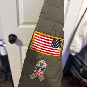 NFL Women's Olive Sweater with American Flag Patch